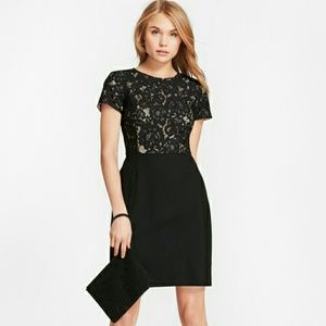 Brooks Brothers Floral Lace and Wool Twill Dress